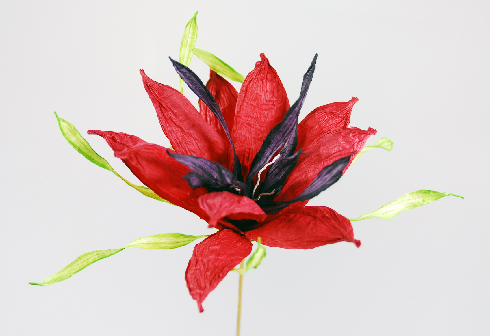 Paper Flower in Red - Deep Red and Aubergine